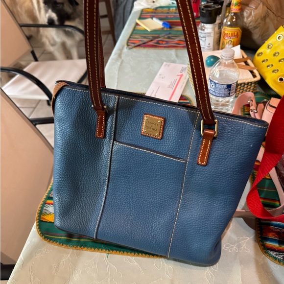 Dooney & Bourke Navy Blue Leather Tote - Picture 1 of 1